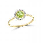 14Y Round Peridot with Halo Ring