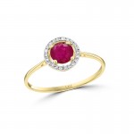 14Y Round Ruby Ring with Halo