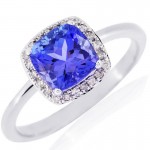 14W Tanzanite Ring with Halo