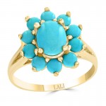 14Y Turquoise Flower Ring