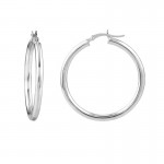 Sterling Silver 3x35mm Plain Round Hoops