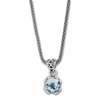 Sterling Silver Round Blue Topaz Necklace