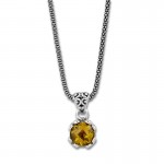 Sterling Silver Round Citrine Necklace