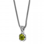 Sterling Silver Round Peridot Necklace