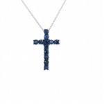 14KW Blue Sapphire Cross
