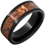 BLACK CERAMIC PIPE CUT BAND WITH A 5MM DISTRESSED COPPER INLAY