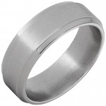 TITANIUM FLAT BAND WITH GROOVED EDGES AND A STONE FINISH