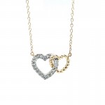 Intertwining Heart Necklace with Diamonds in 14K Yellow Gold