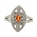 Sterling Silver Orange Sapphire Ring