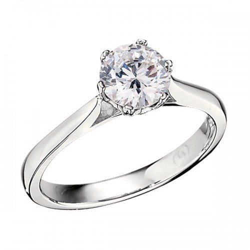 Solitaire Engagement Ring with Diamond Accents