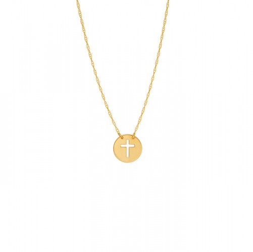 Mini Disk-Cut Out Cross Necklace