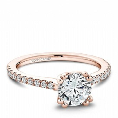 Rose Gold Engagement Ring With Pavé Band