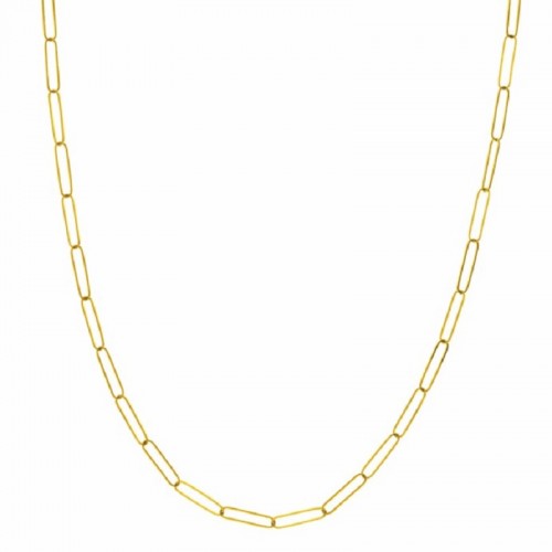 14K YELLOW GOLD PAPER CLIP NECKLACE, 30