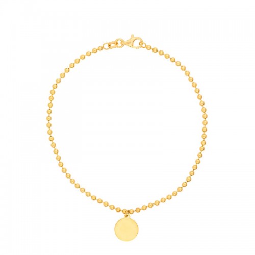 14K Yellow Gold Bracelet with Dangle Disc