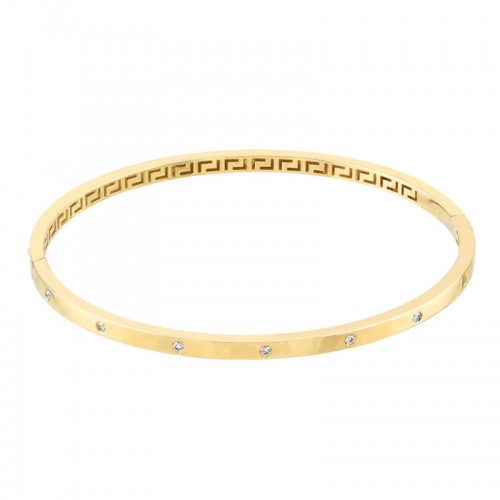 Square Bangle with Diamonds in 14K Yellow Gold