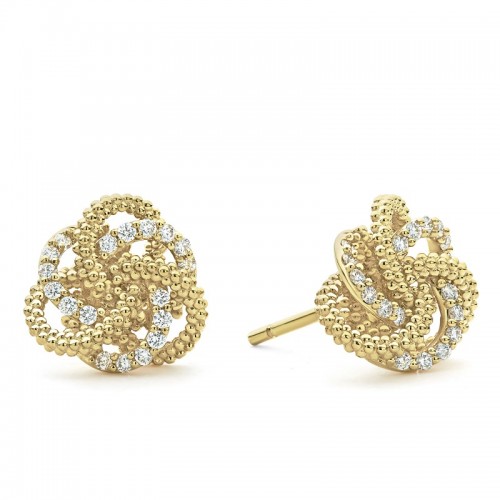 Lagos Large Gold Love Knot Diamond Earrings