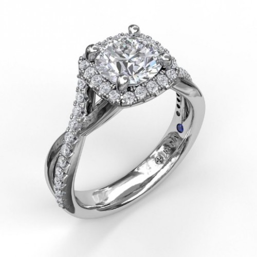 Fana Cushion Halo with Diamond and Gold Twist Engagement Ring