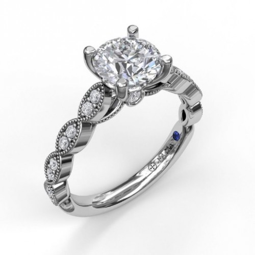 Fana Vintage Marquise Shaped Milgrain Engagement Ring