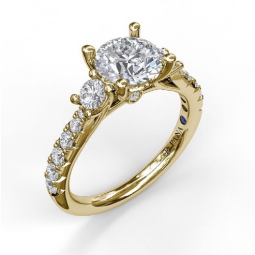 Fana Three Stone with Pavé Engagement Ring