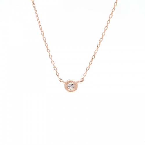 Small Diamond Bezel Necklace in Rose Gold