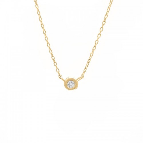 Small Diamond Bezel Necklace in Yellow Gold
