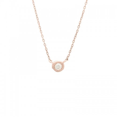 Medium Diamond Bezel Necklace in Rose Gold