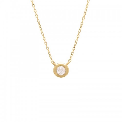 Large Diamond Bezel Necklace in Yellow Gold