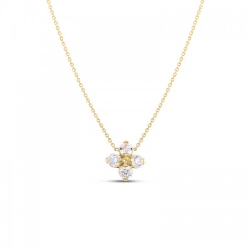 Roberto Coin 18K Love in Verona Diamond Flower Necklace