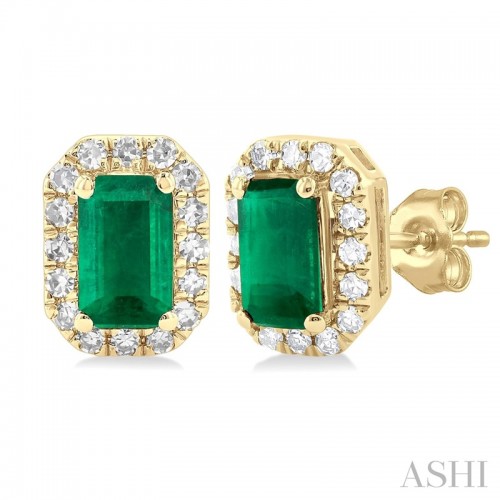 Ashi Emerald and Diamond Halo Earrings