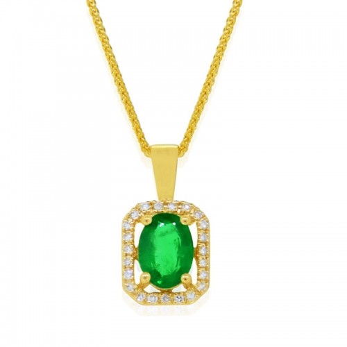 14Y Emerald and Diamond Necklace