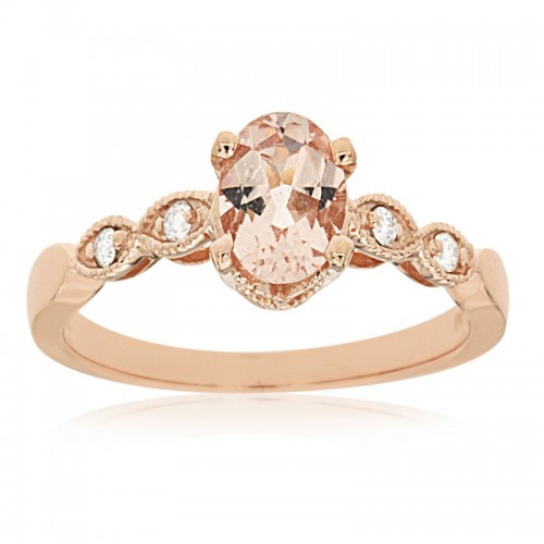 Oval Morganite Ring with Diamond Accents