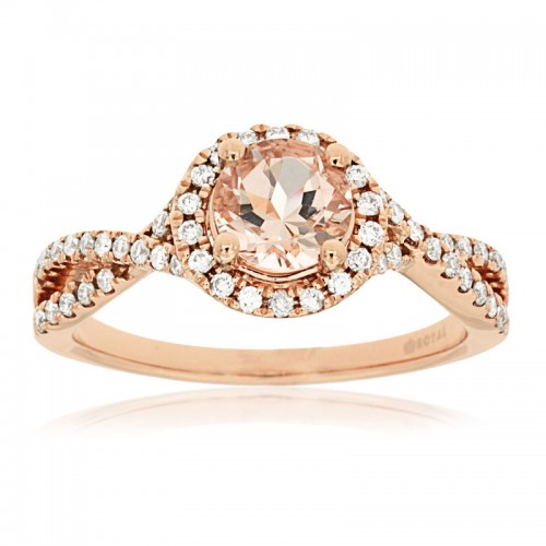Morganite Ring With Elegant Diamond Twist