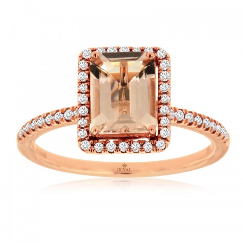 Emerald Morganite Ring with Halo