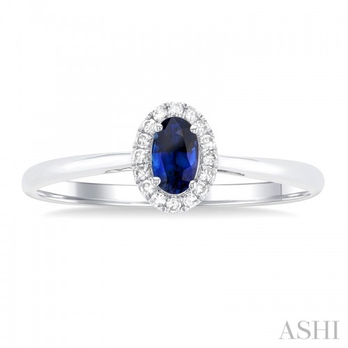 Ashi Oval Sapphire and Diamond Halo Ring