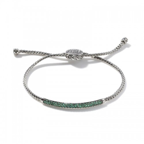 John Hardy Classic Chain Pull Through Bracelet with Emeralds