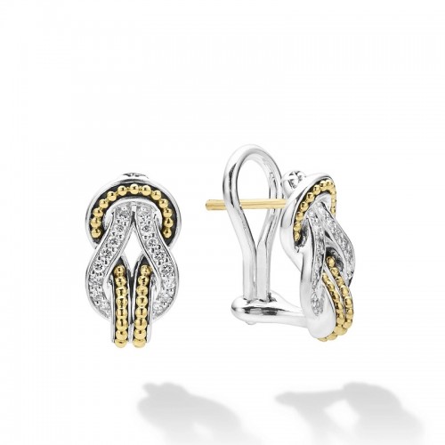 Lagos Newport Two-Tone Knot Diamond Huggie Earrings