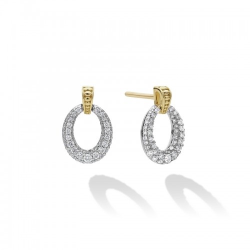 Lagos Caviar Lux 18K Gold Oval Drop Diamond Earring