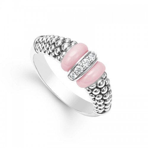 Lagos Small Pink Caviar Diamond Ring