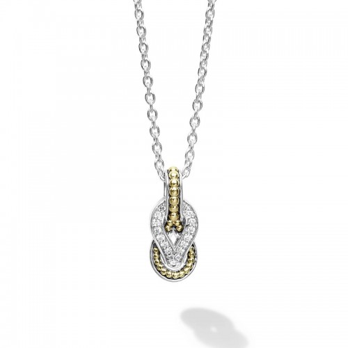 Lagos Newport Petite Two-Tone Knot Diamond Necklace