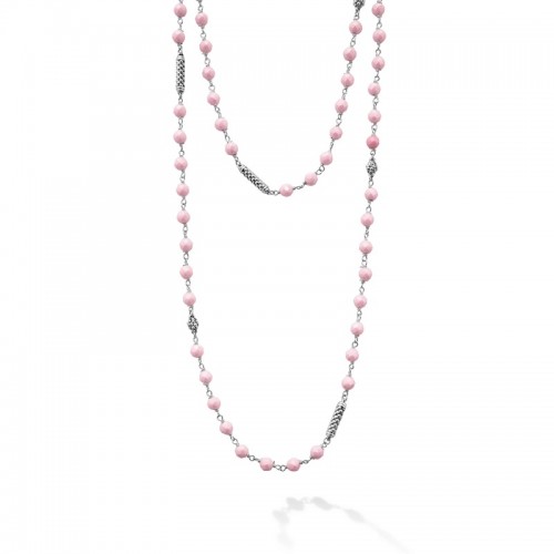 Lagos Long Pink Ceramic Beaded Necklace