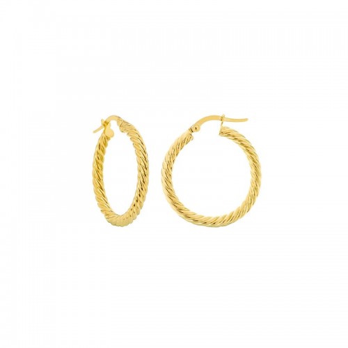 Twisted Yellow Gold Rope Hoops