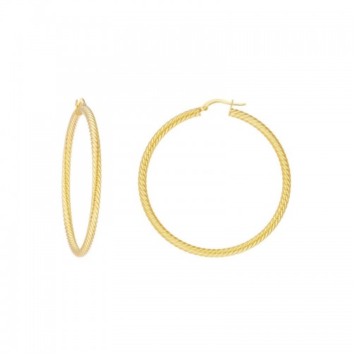 Large Twisted Yellow Gold Rope Hoops