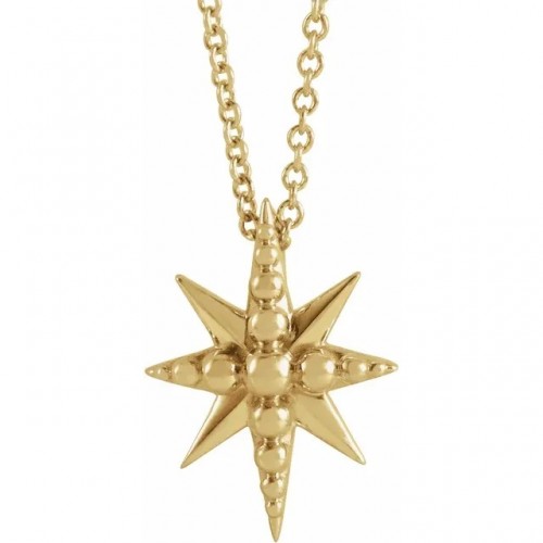 Beaded Starburst Necklace in 14K Yellow Gold