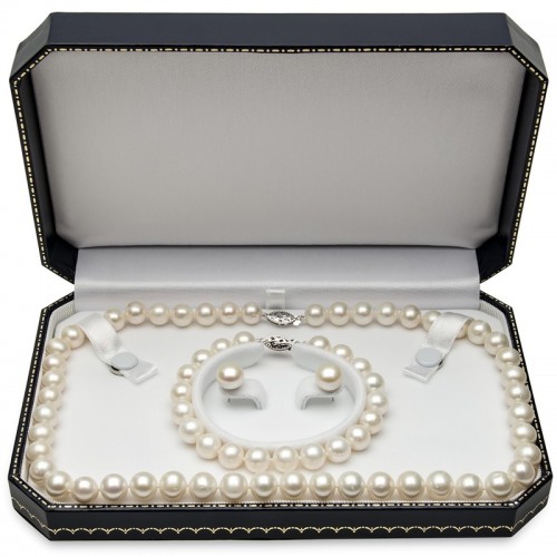 8.5x9.5mm 3 Piece Pearl Set in 14K White Gold