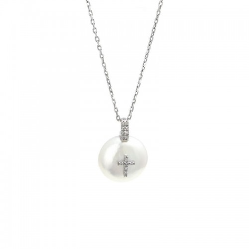 Micropavé Pearl Necklace in Sterling Silver