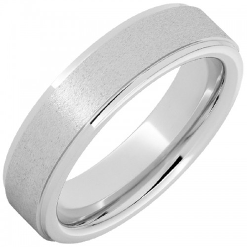 SERINIUM FLAT BAND WITH GROOVED EDGES AND STONE FINISH