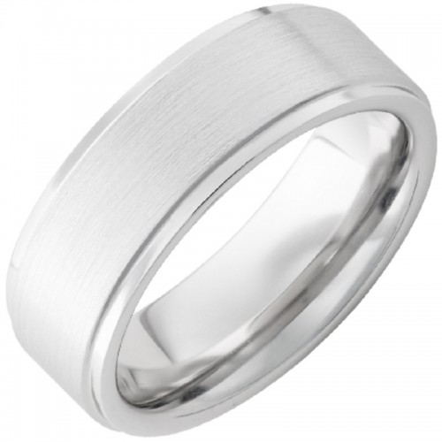SERINIUM FLAT BAND WITH GROOVED EDGES AND SATIN FINISH