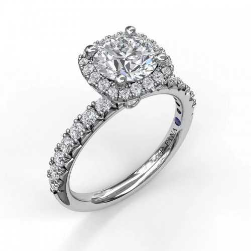 Fana Classic Diamond Halo Engagement Ring in Platinum