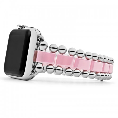 Lagos Pink Ceramic and Stainless Steel Watch Bracelet-38-45mm
