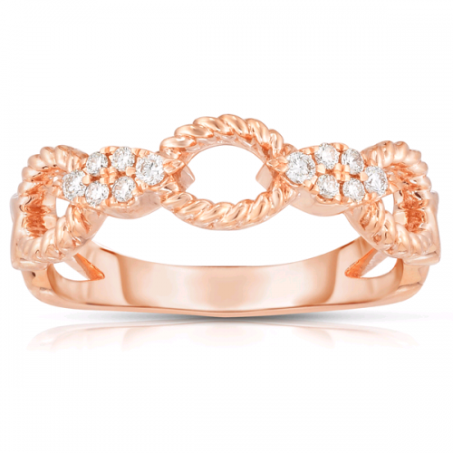 Diamond Ring With Rope Detail in Rose Gold